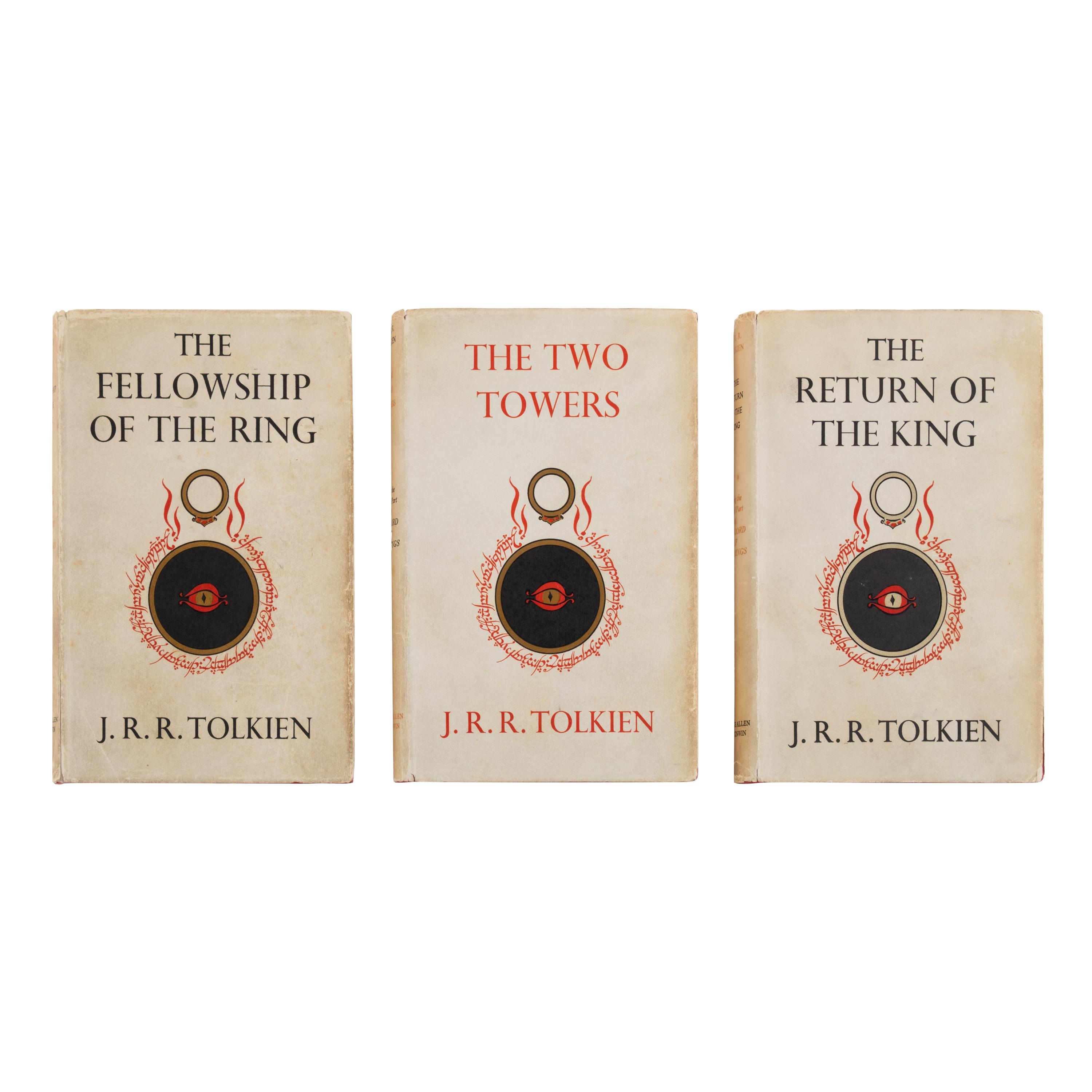 Tolkien, J.R.R. (1892-1973). [The Lord of the Rings trilogy:] The Fellowship of the Ring . 1954. -- The Two Towers . 1954. -- The Return of the King . 1955. All London: Allen & Unwin Ltd.