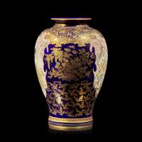 A Satsuma-Type Cobalt-Ground Vase, Kinkozan Studio, Meiji Period