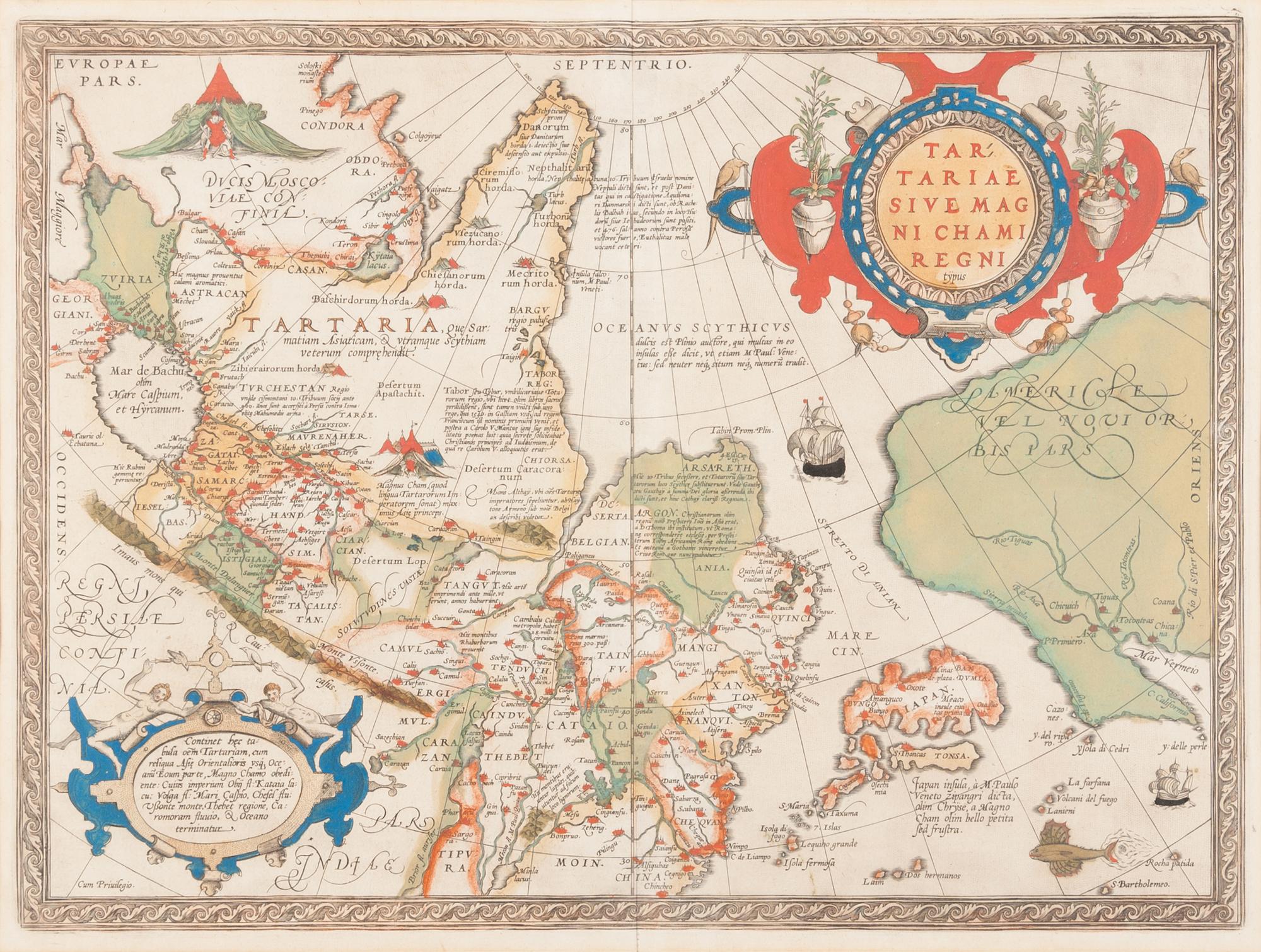 [ASIA & AMERICA] -- ORTELIUS, Abraham (1527-1598). Tartariae sive Magni Chami Regni typus . [Antwerp: ca 1570].