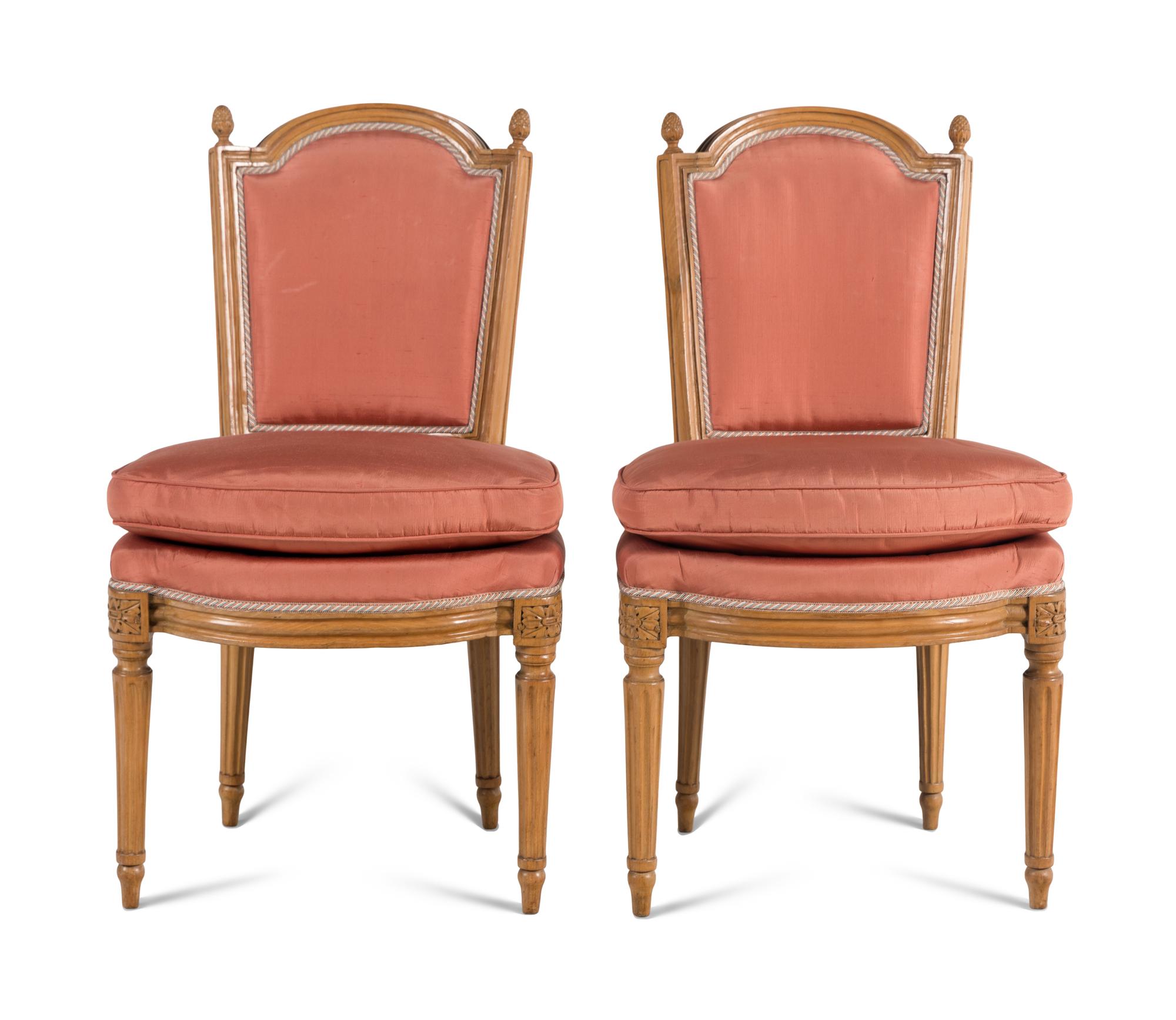 A Pair of Louis XVI Carved Beechwood Chaises