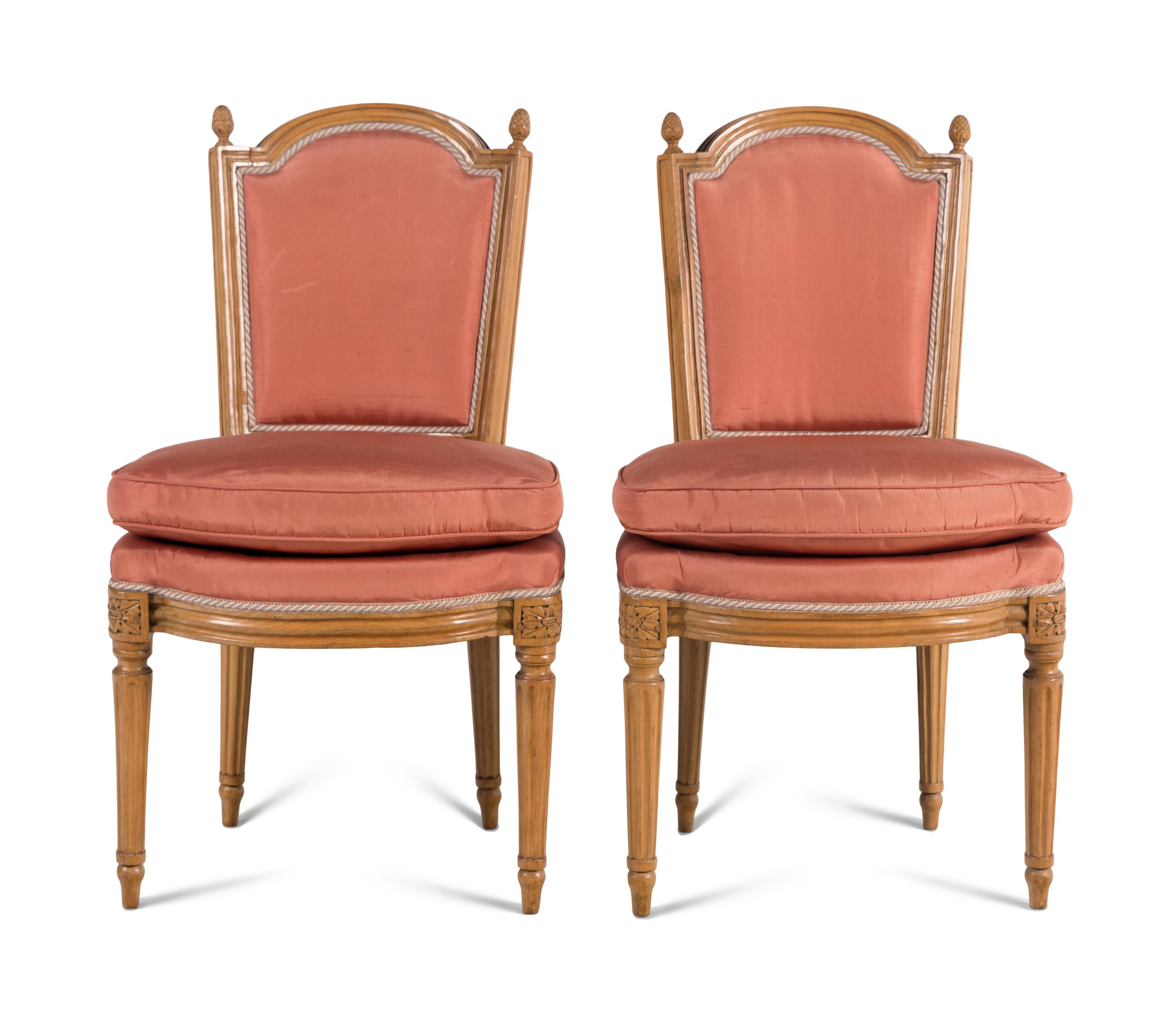 A Pair of Louis XVI Carved Beechwood Chaises