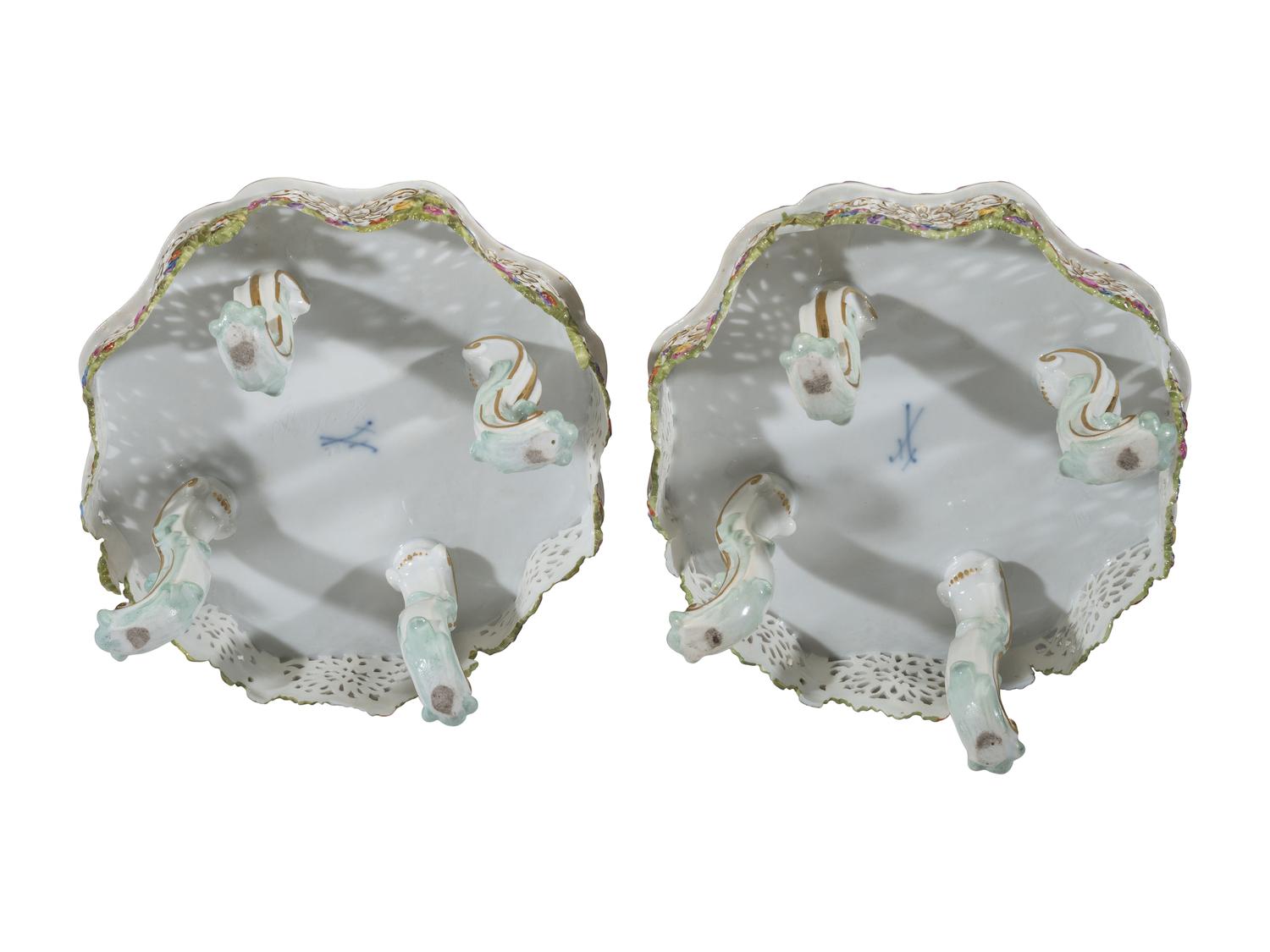 A Pair of Meissen Porcelain Stands