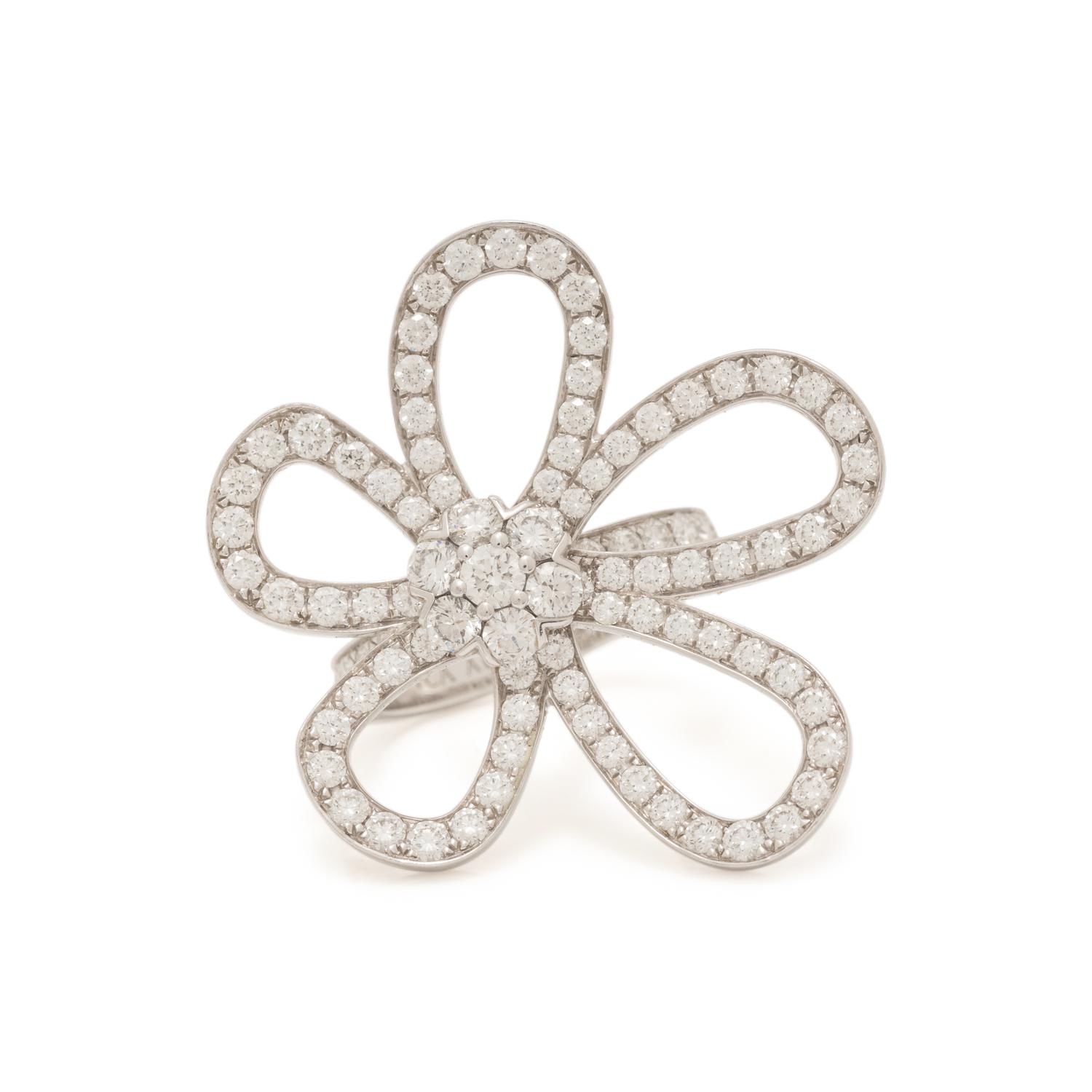 VAN CLEEF & ARPELS, DIAMOND AND WHITE GOLD 'FLOWER LACE' RING