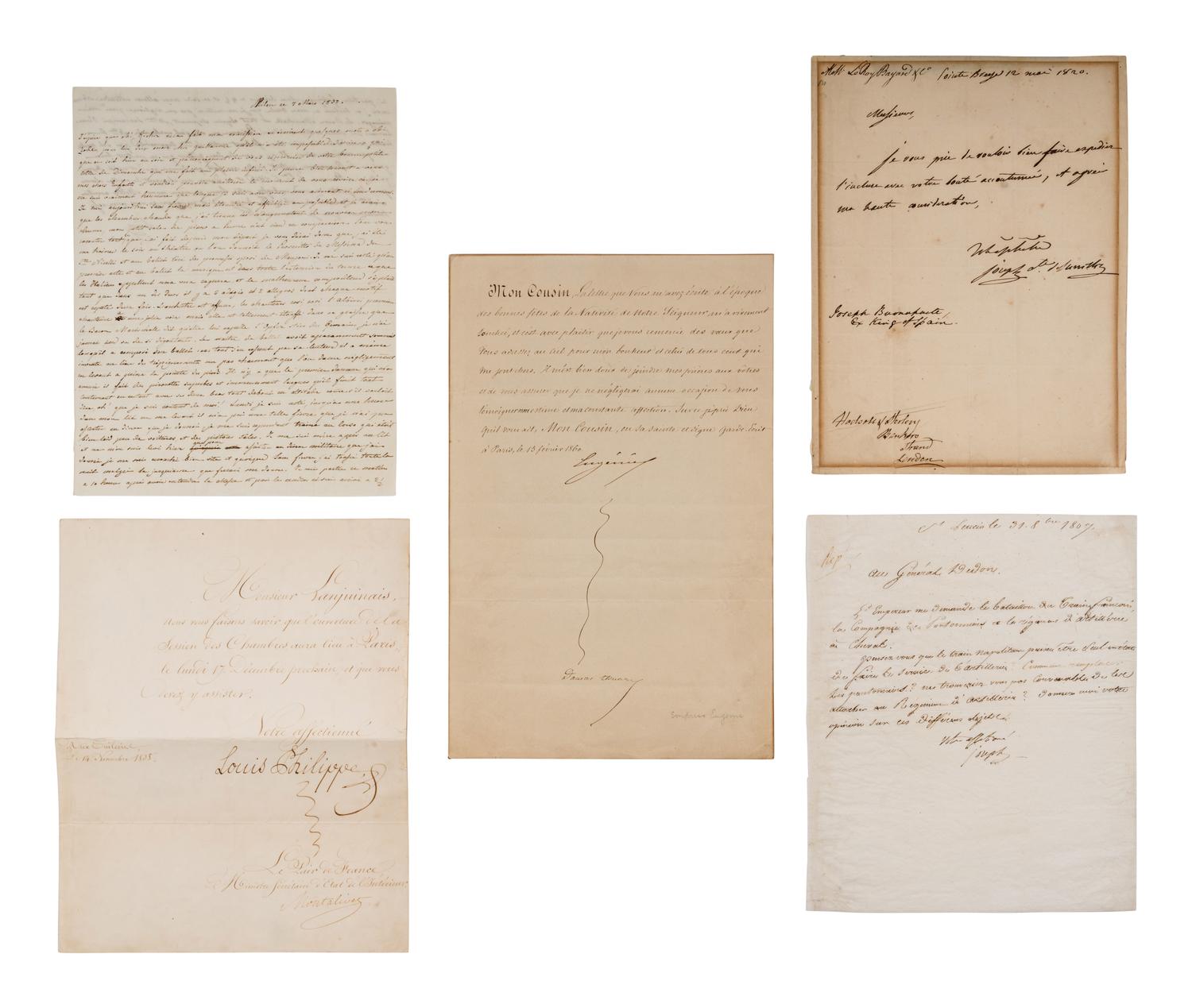 [ENGLISH & CONTINENTAL MANUSCRIPTS]. A group of 15 letters from various French and associated political figures, ca. 19th century, including:
