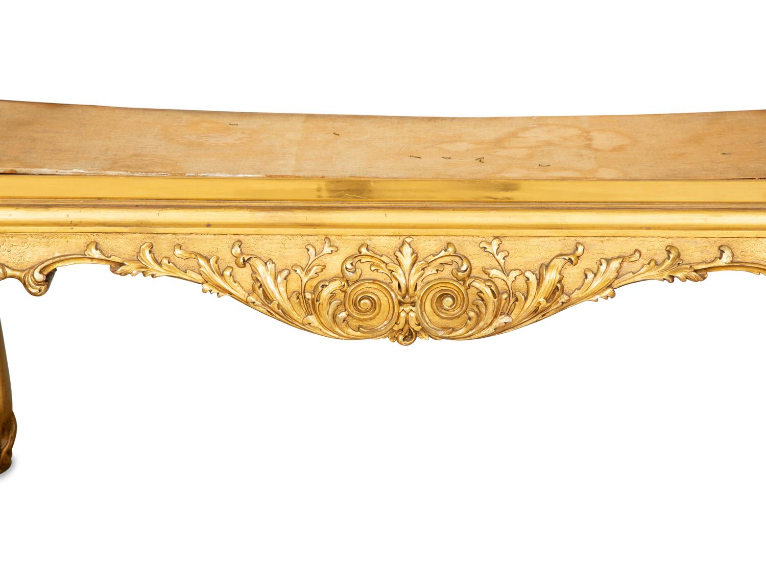 An English Brass Vitrine Cabinet on a Giltwood Base