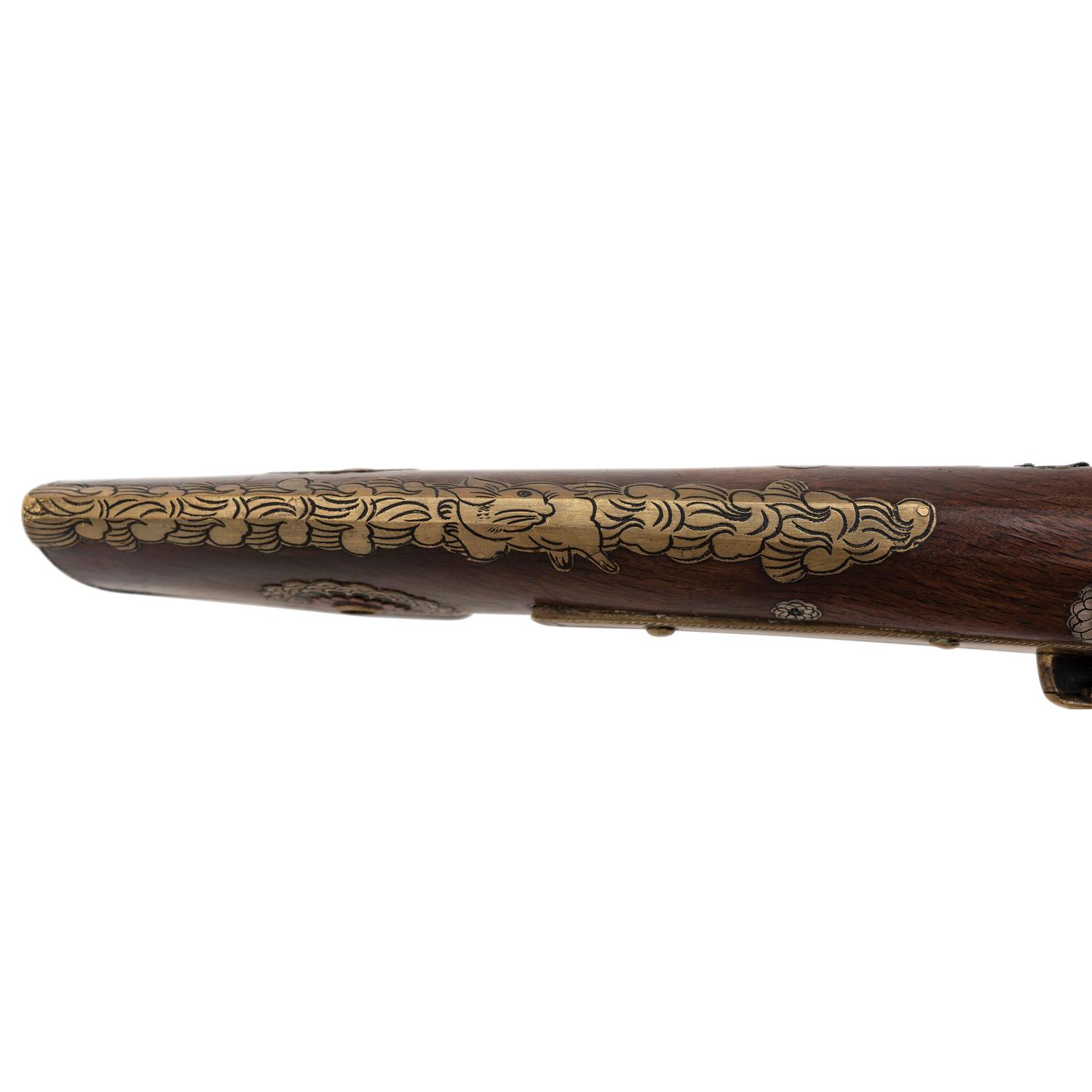 Japanese Tanegashima Matchlock with Powderflasks and Portfolio with Provenance Related to US Army 2nd Lt. Ralph M. Setser