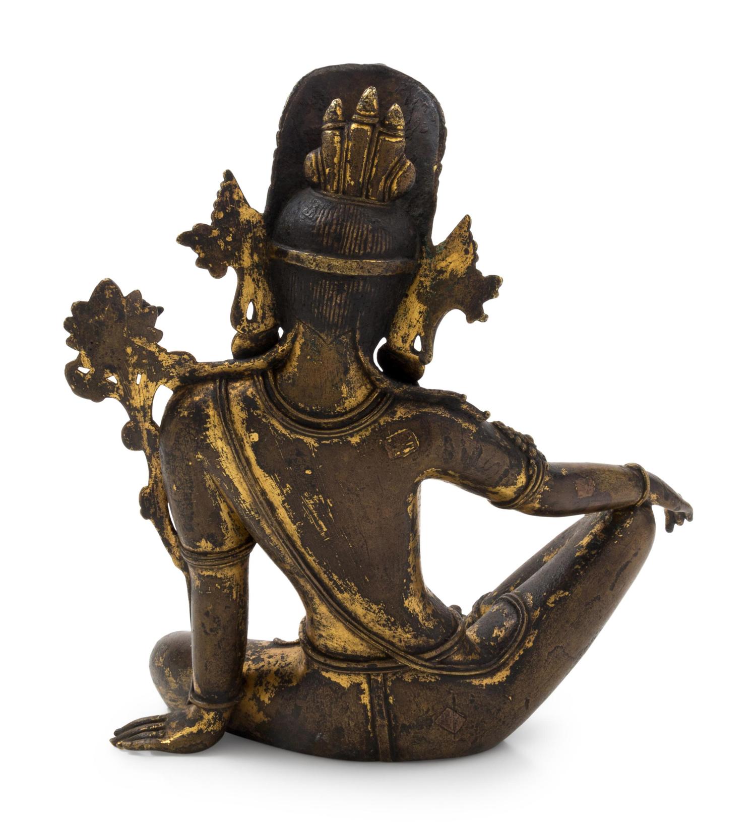 A Parcel-Gilt Bronze Figure of Indra