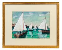 Jane Peterson, (American, 1876-1965), Sailboats