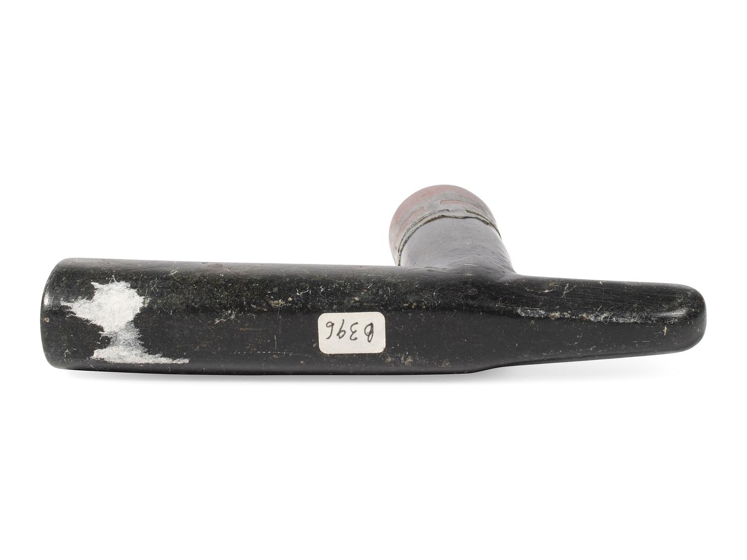 Great Lakes Steatite Pipe Bowl, with Catlinite and Lead Inlay