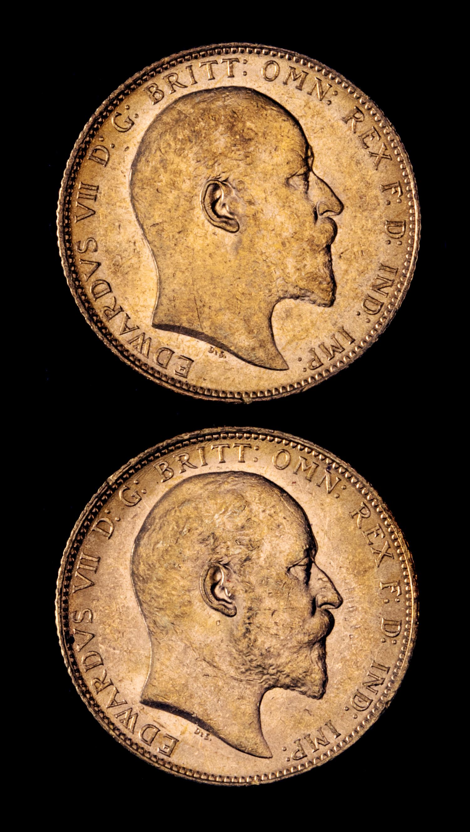 Two United Kingdom 1903 Sovereign: Edward VII-London Mint Gold Coin