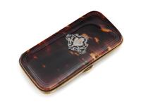 A Victorian Silver Inlaid Tortoise Shell Spectacles Case Width 5 1/2 inches. — MID-19TH CENTURY