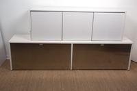 Two White Lacquered Wall Mount Cabinets Height of larger 18 x width 72 x depth 15 1/4 inches. — KNOLL, 20TH CENTURY
