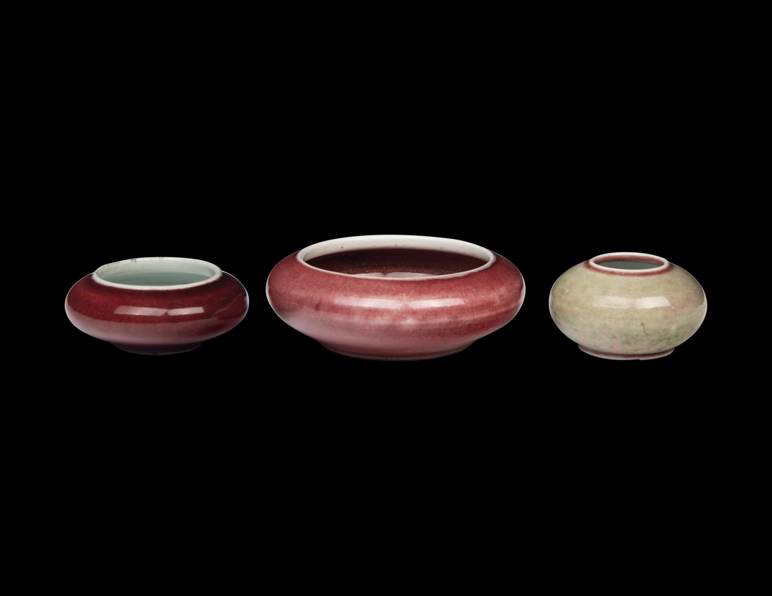 Three Chinese Peach Bloom Glazed Porcelain Washers