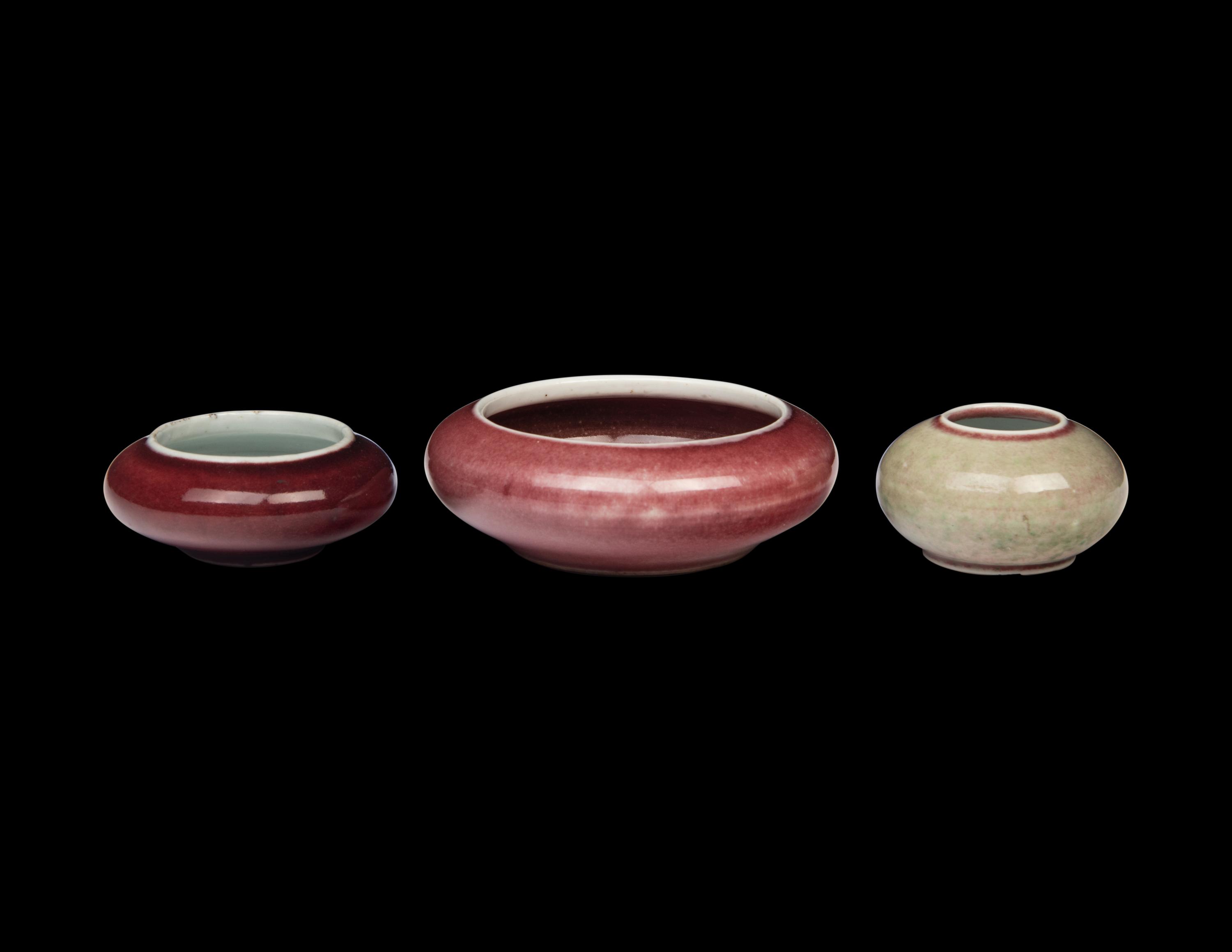 Three Chinese Peach Bloom Glazed Porcelain Washers