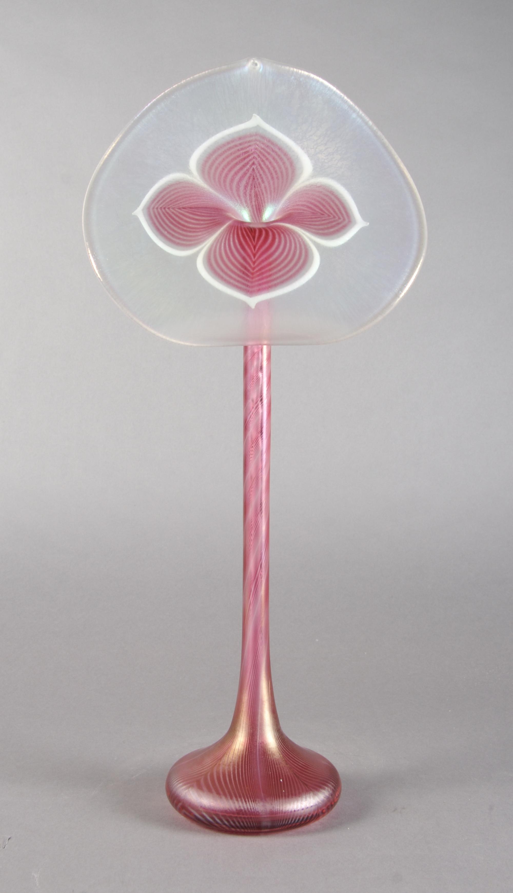 A Stuart Abelman Jack-in-the-Pulpit Contemporary Glass Vase, Height 18 3/4 inches.