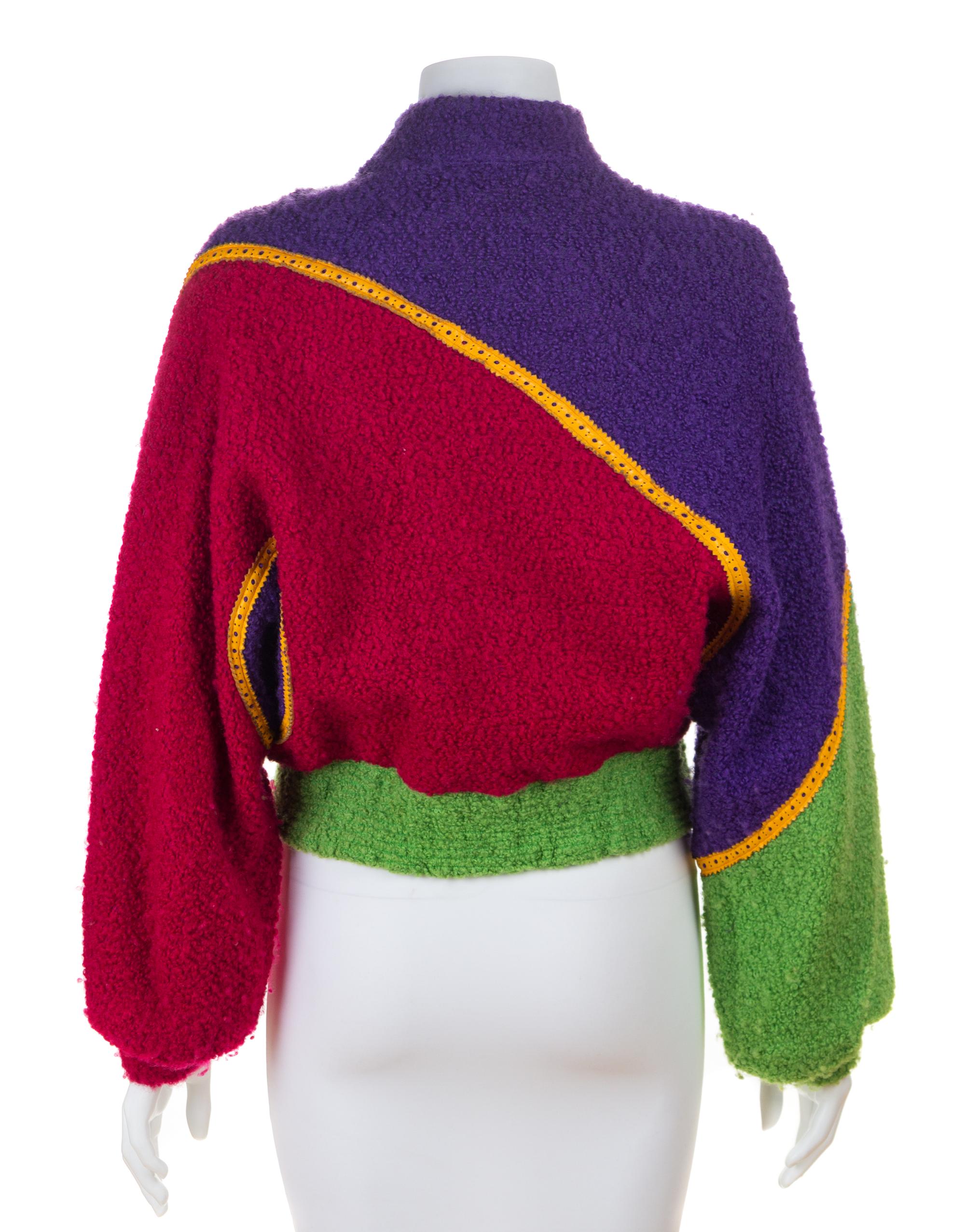 A Koos Purple and Green Wool Boucle Jacket, Size XS.