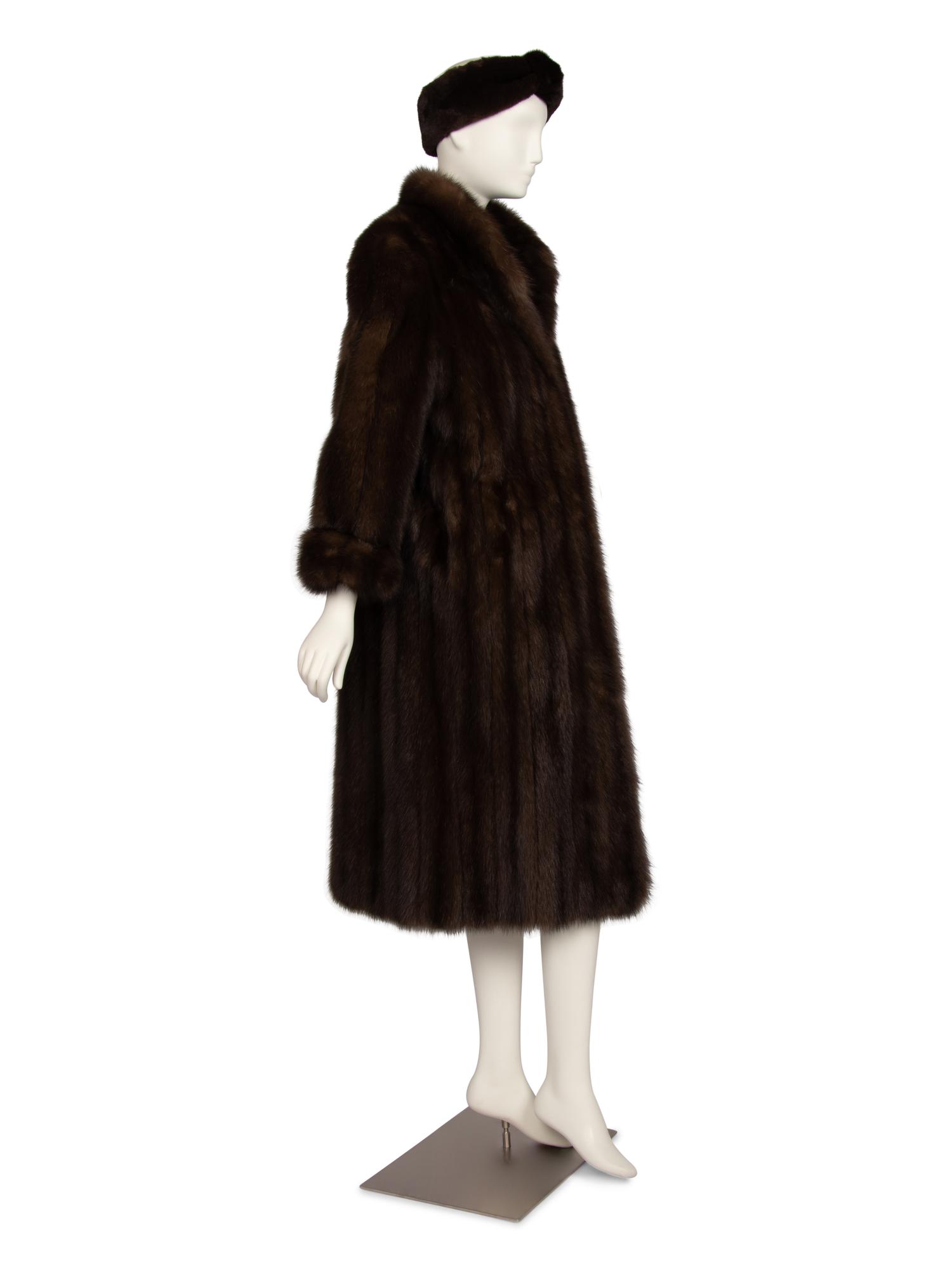 Two Fur Coats: J. Mendel Sable and Black Onyx Mink, with J. Mendel Headband