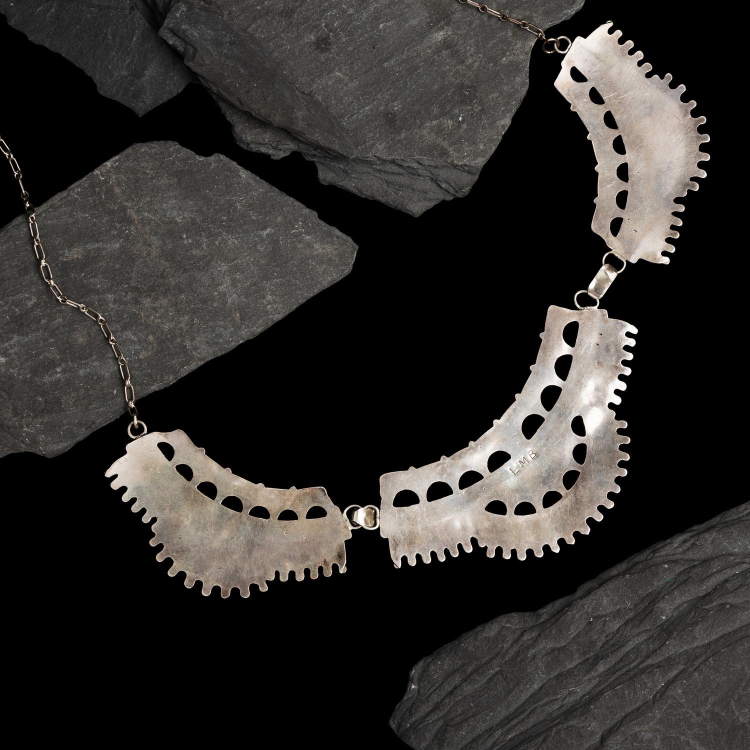 Larry Moses Begay (Diné, 20th century) — Silver and Petit Point Coral Necklace