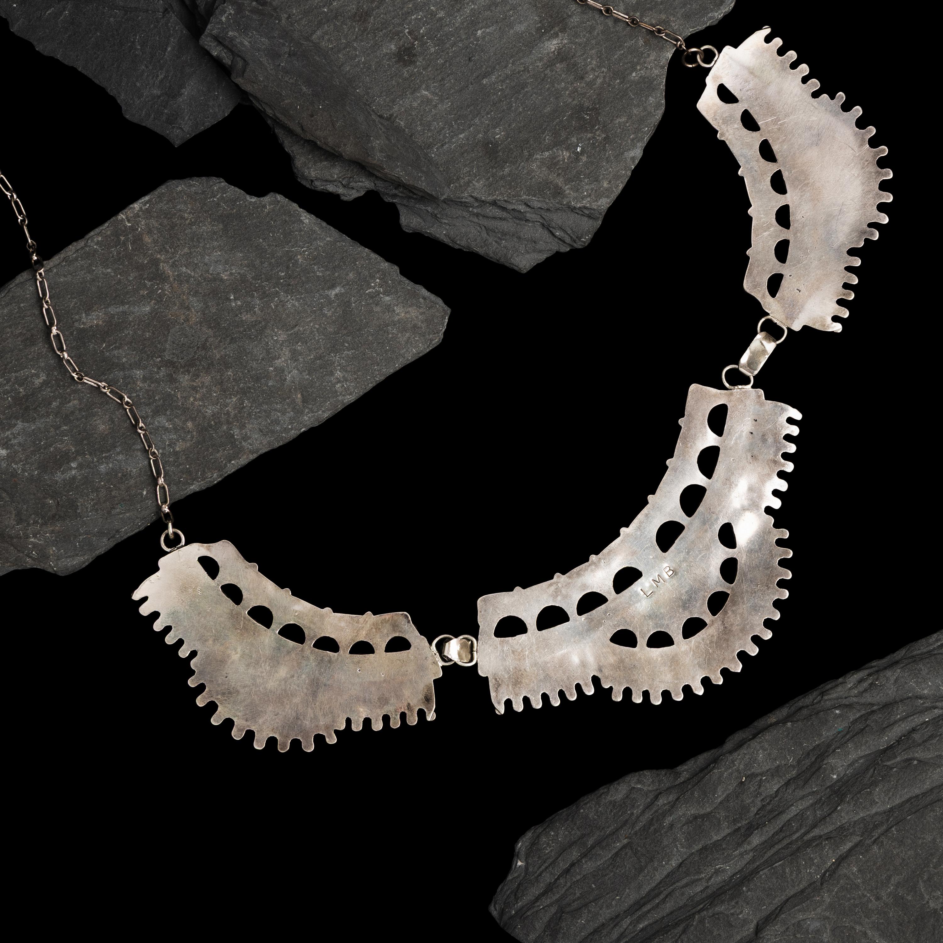 Larry Moses Begay (Diné, 20th century) — Silver and Petit Point Coral Necklace
