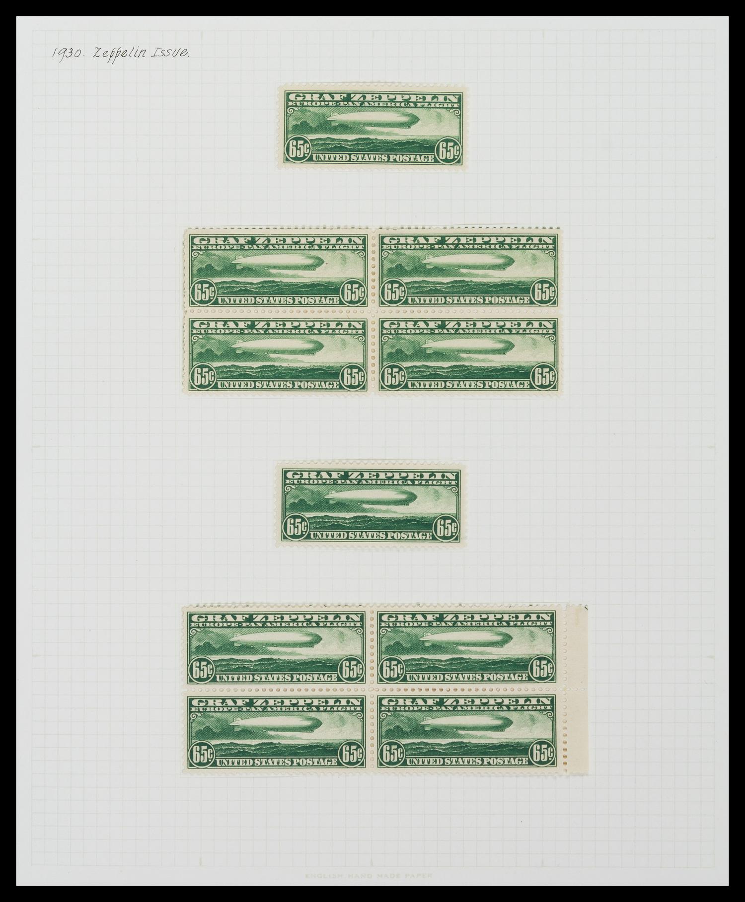 A Collection of United States 1930 Graf Zeppelin Airmail Stamps