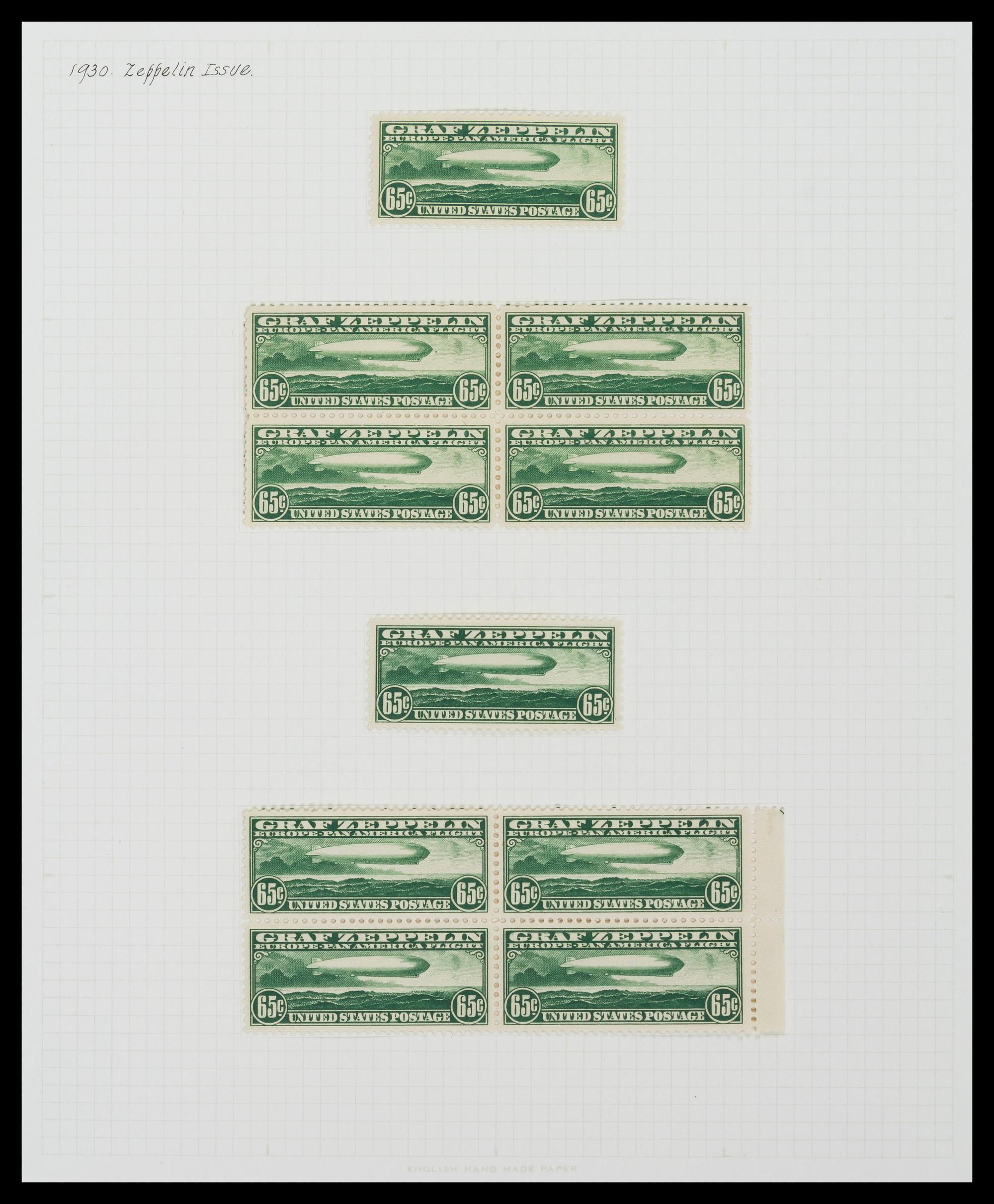 A Collection of United States 1930 Graf Zeppelin Airmail Stamps