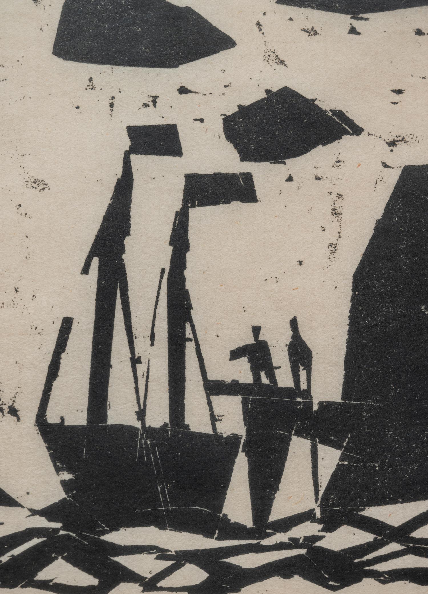Schiffe am Felsenstrand ( Ships along a rocky coast)