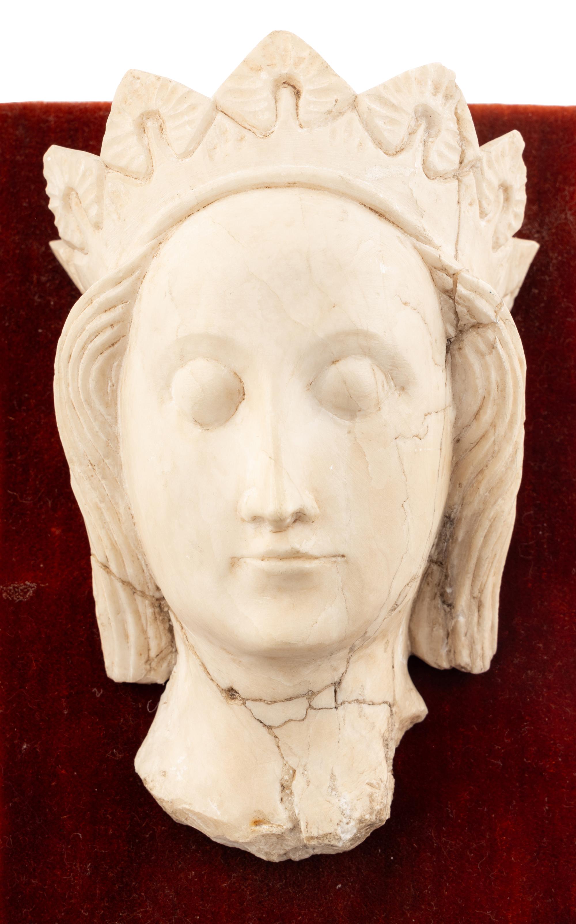 An English Alabaster Head of a Woman