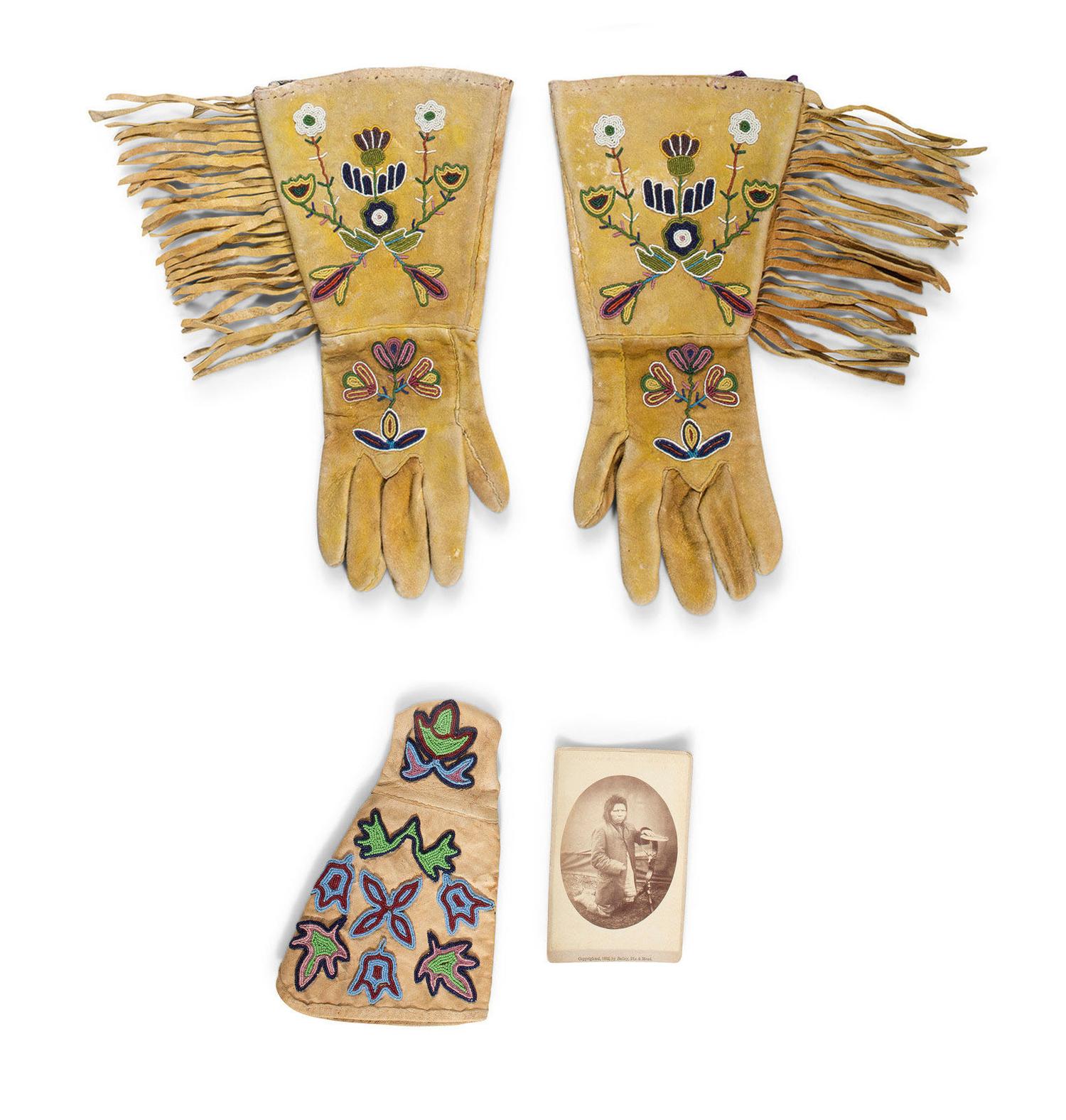 Apsáalooke [Crow] Beaded Hide Gauntlets