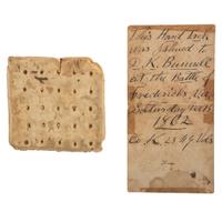 Civil War hardtack issued to D.K. Bunnell, 23rd New York Infantry, at Fredericksburg, Virginia. 13 December 1862.