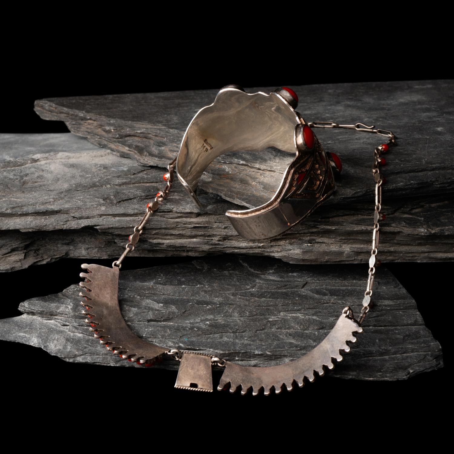 Michael Perry (Diné, b. 1972) — Sterling Silver and Coral Cuff Bracelet, PLUS