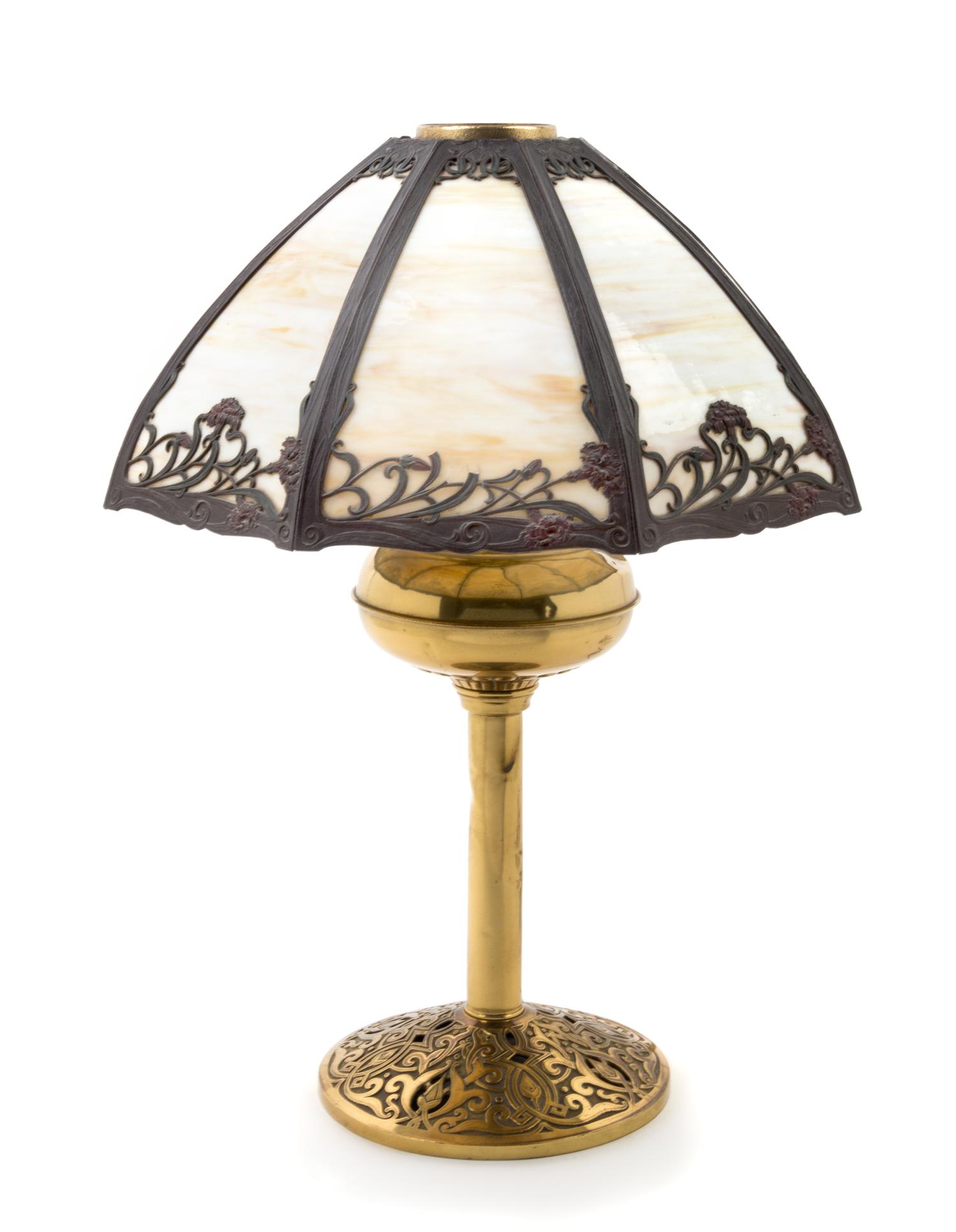 An American Slag Glass Table Lamp Height 24 1/2 inches. — EARLY 20TH CENTURY
