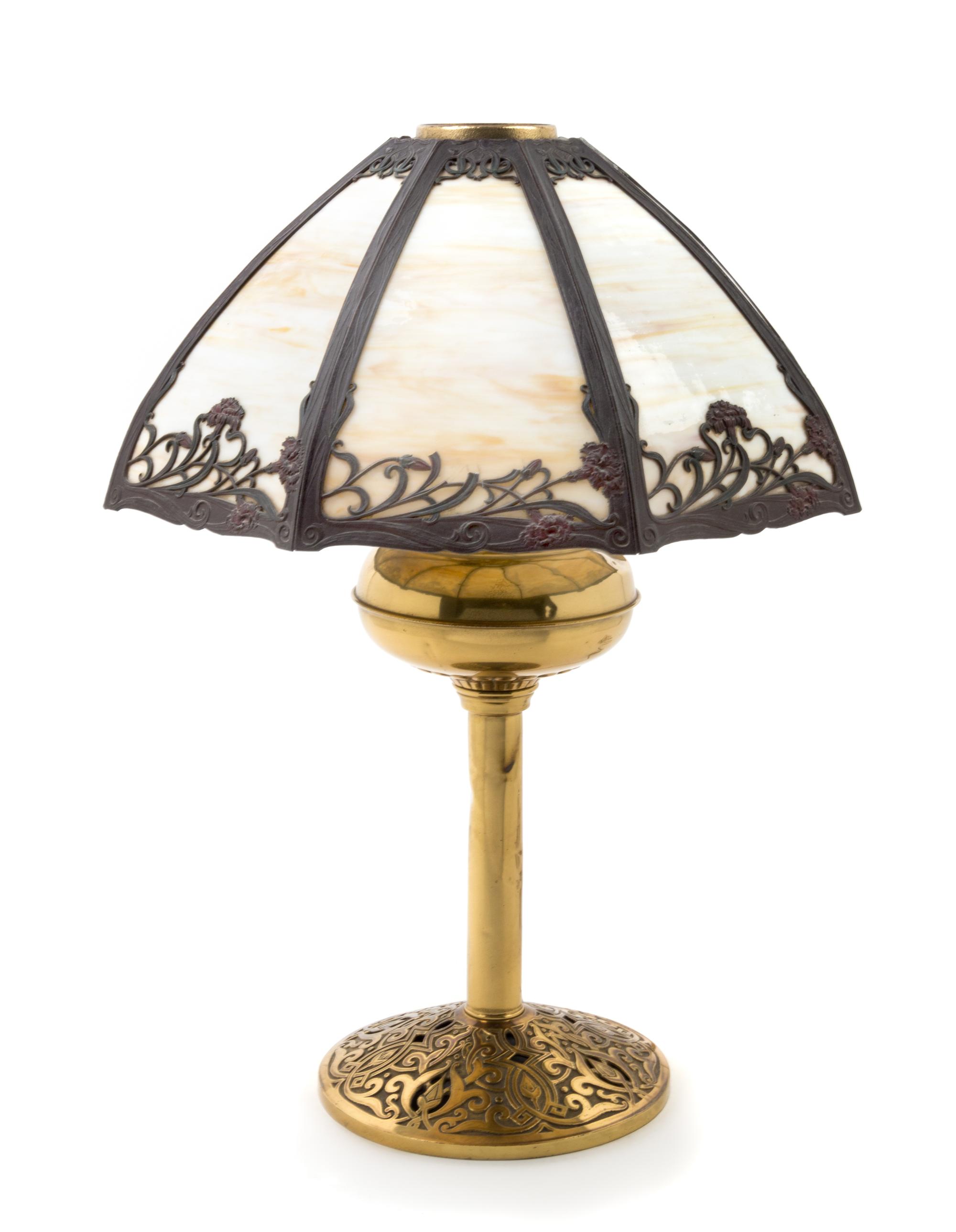 An American Slag Glass Table Lamp Height 24 1/2 inches. — EARLY 20TH CENTURY