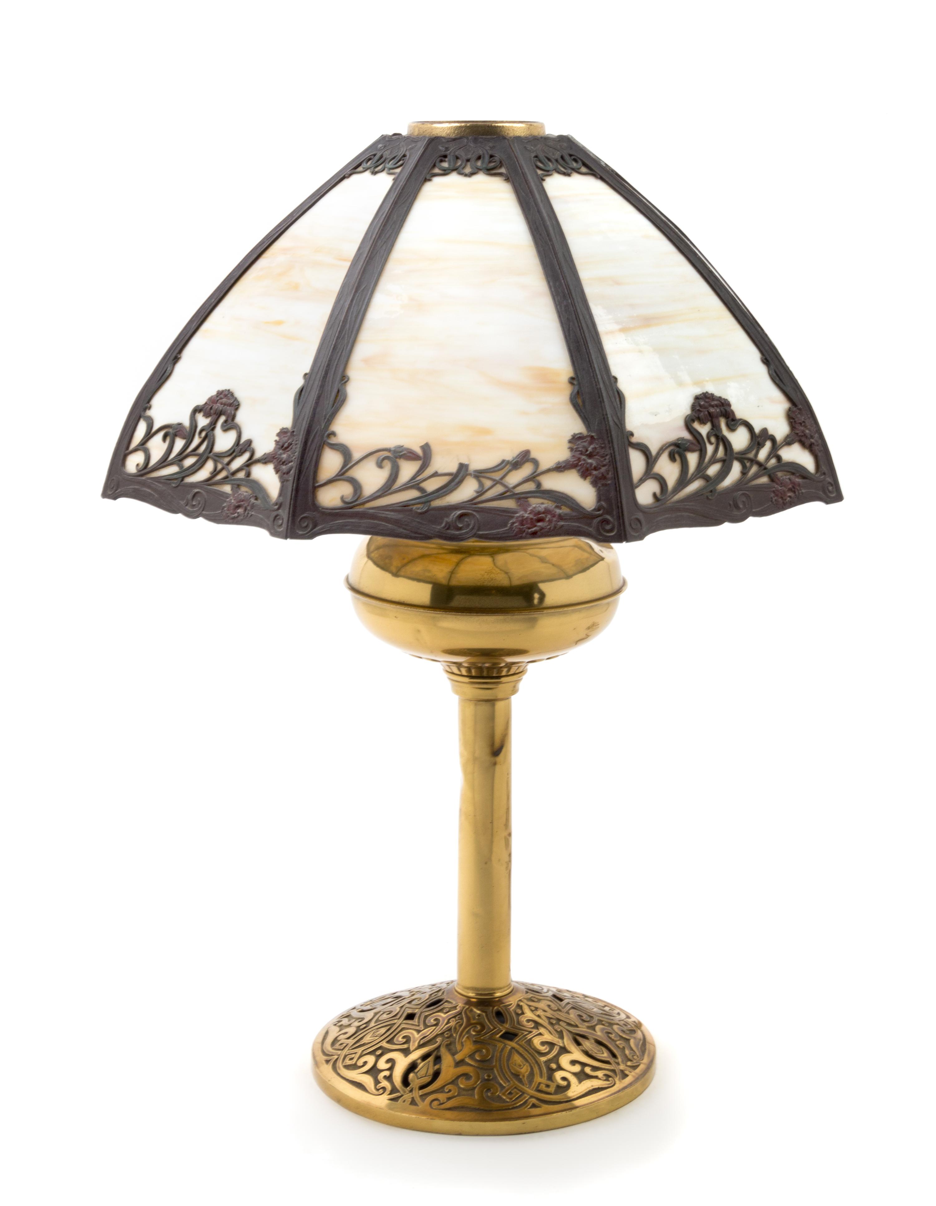 An American Slag Glass Table Lamp Height 24 1/2 inches. — EARLY 20TH CENTURY
