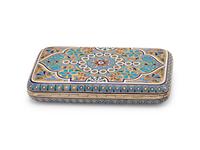 A Large Russian Silver-Gilt and Enamel Cigarette Case