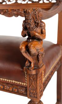 An Italian Renaissance Revival Carved Walnut Throne Chair