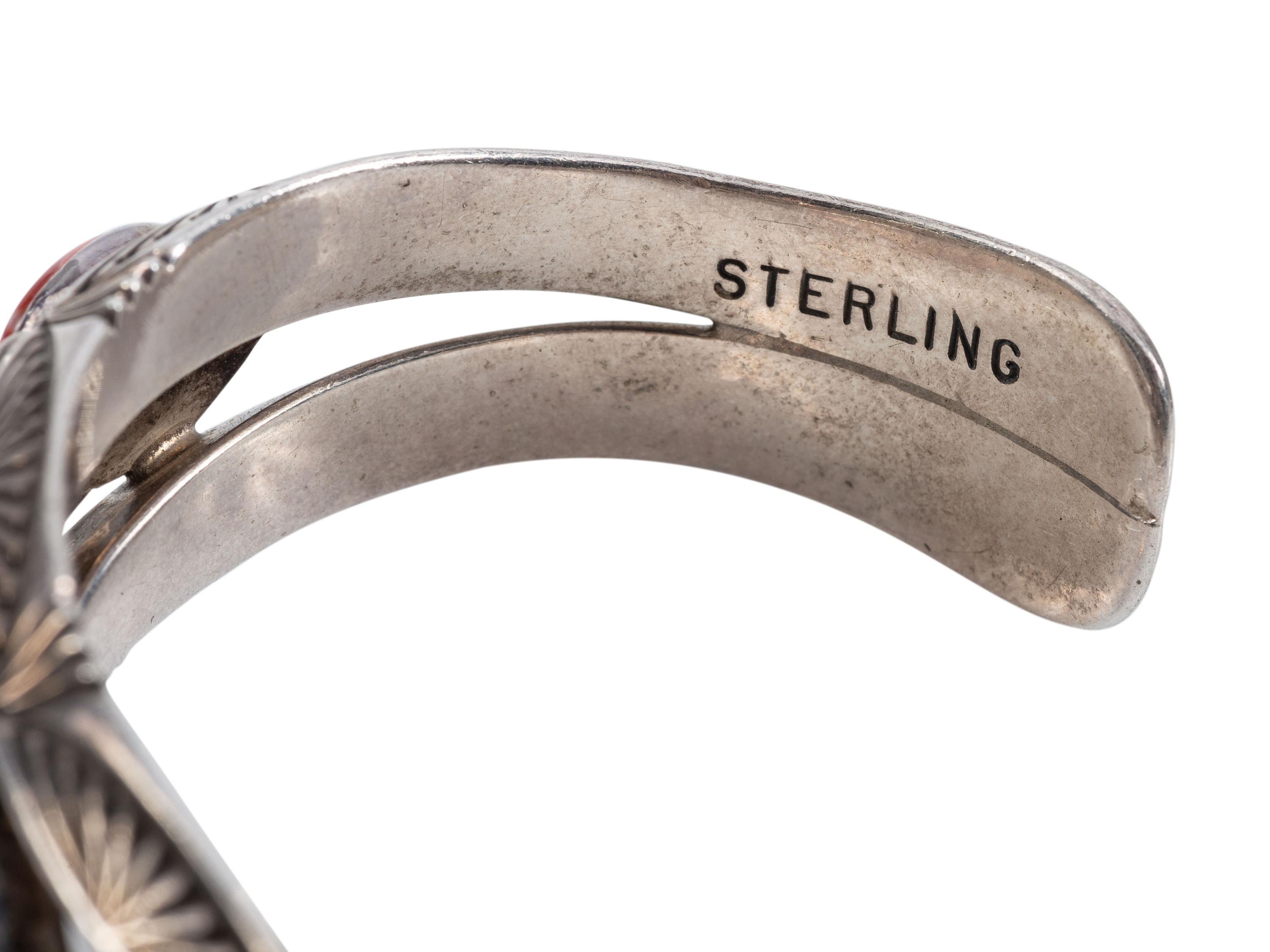 Navajo Silver Cuff Bracelet, with Inlay