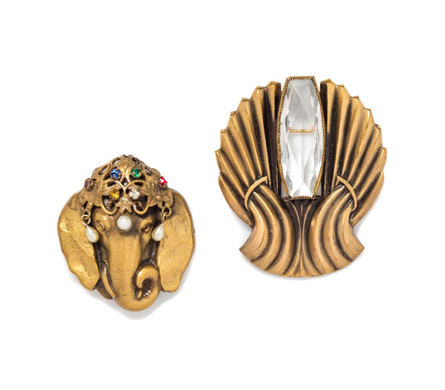 A Pair of Joseff Pins, 2" x 2", 2.5" x 2".