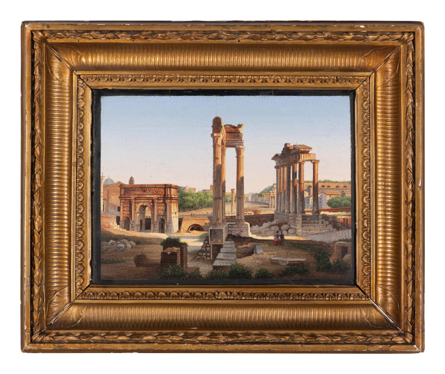 An Italian Micromosaic Panel of the Temple of Vespasian and Titus