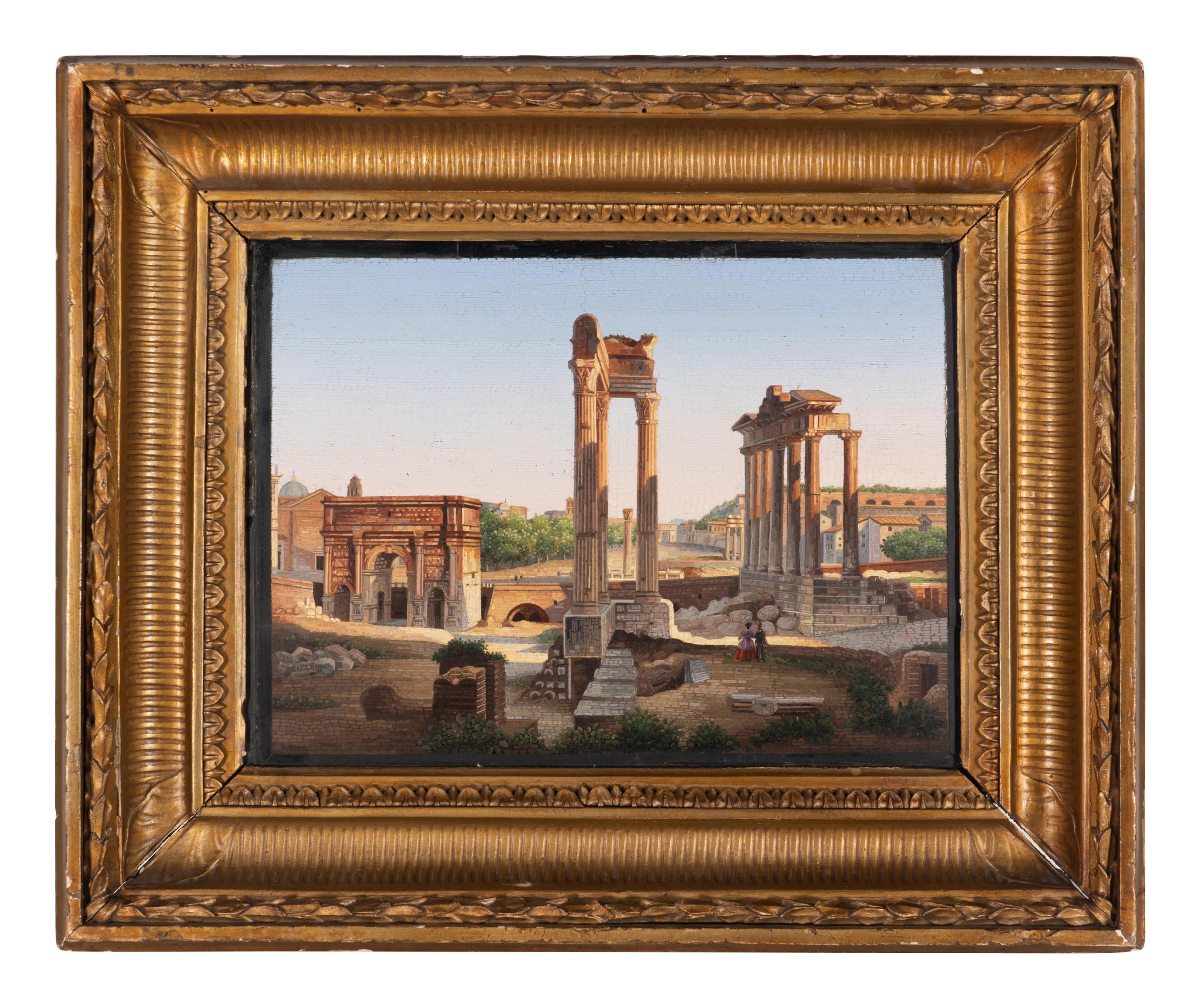 An Italian Micromosaic Panel of the Temple of Vespasian and Titus
