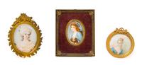 Three Portrait Miniatures Height of tallest 4 1/2 inches. — 19TH CENTURY