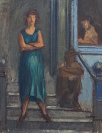 Raphael Soyer, (American, 1899-1987), Pregnant Woman in a Green Dress