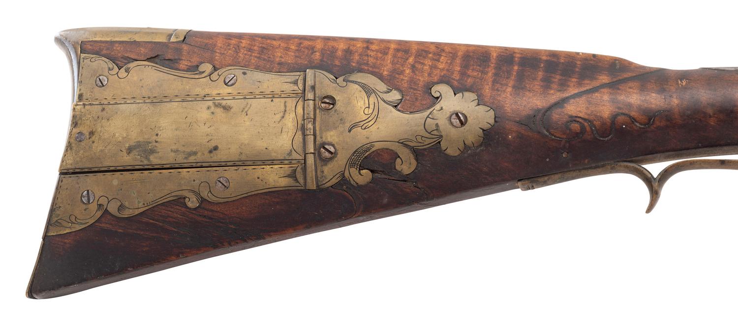 Untouched Incised & Relief Carved Flintlock Rifle by Henry Albright