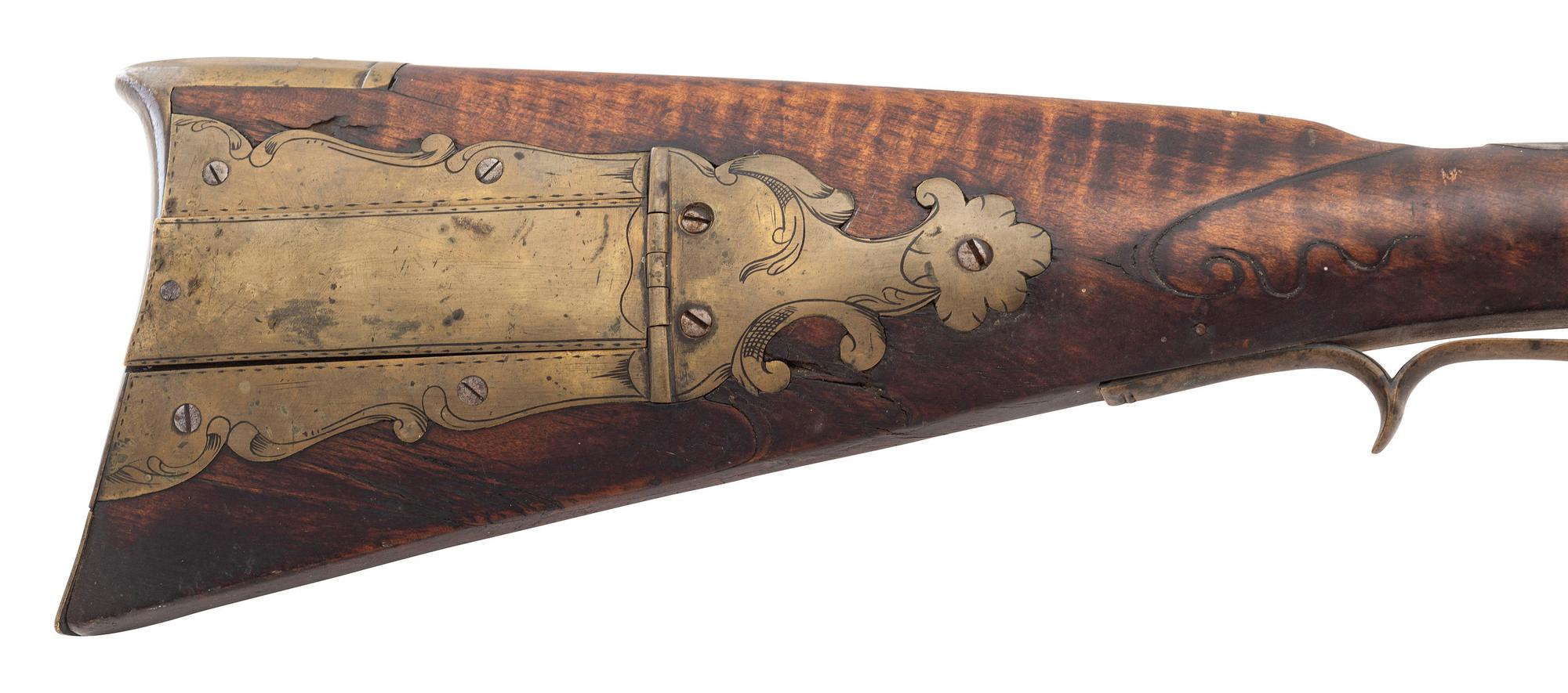 Untouched Incised & Relief Carved Flintlock Rifle by Henry Albright