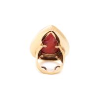 YELLOW GOLD AND CORAL EARCLIP AND RING SUITE