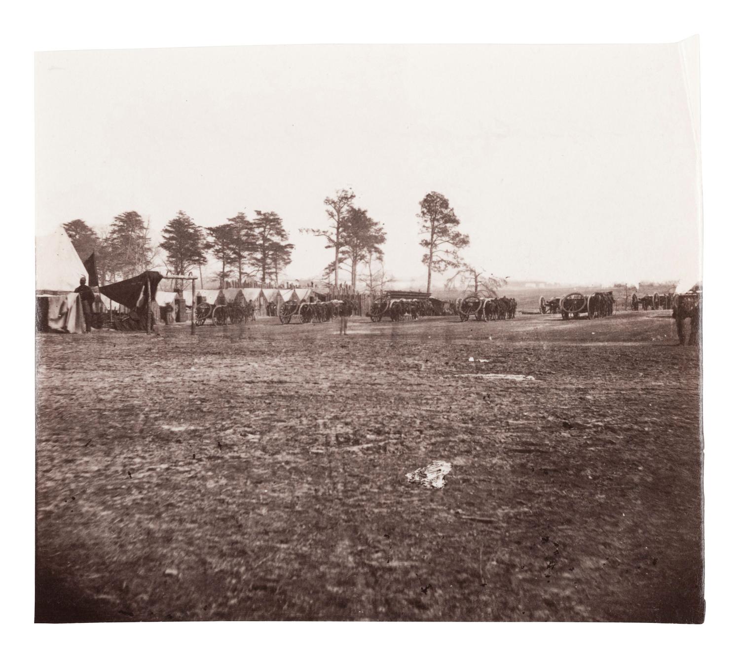 [CIVIL WAR]. RUSSELL, Andrew Joseph (1830-1902), photographer. Artillery Camp, City Point, Virginia . January 1865.