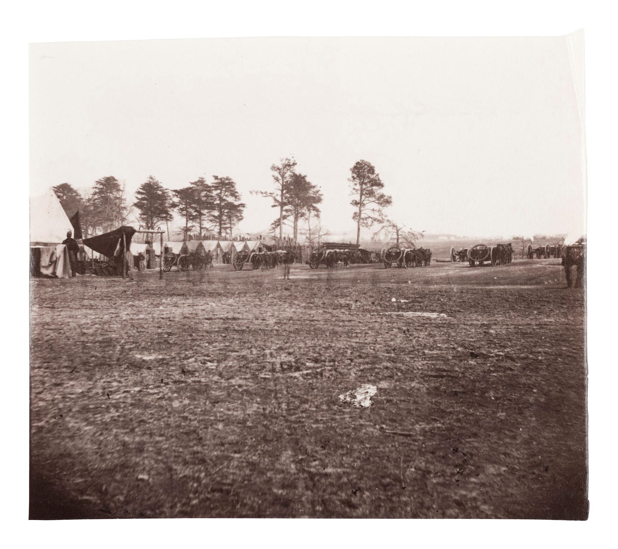 [CIVIL WAR]. RUSSELL, Andrew Joseph (1830-1902), photographer. Artillery Camp, City Point, Virginia . January 1865.