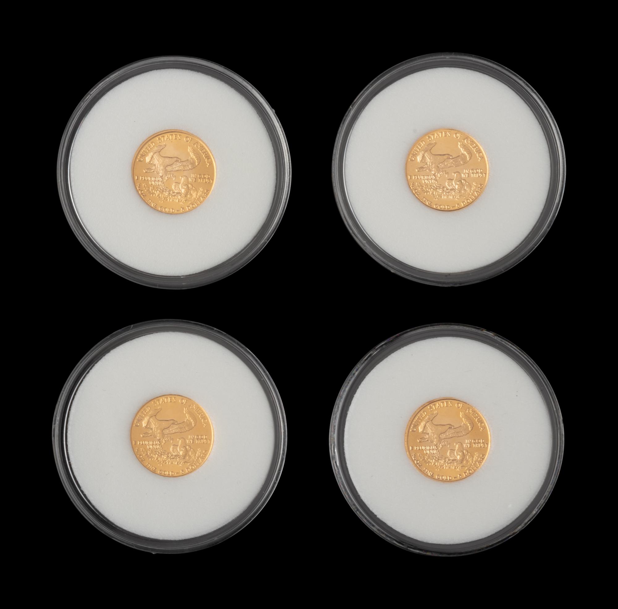 Four Gold Eagle $5 1/10 oz. Gold Coins