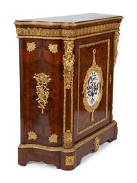 A Napoleon III Style Gilt Bronze Mounted and Hardstone Plaque-Inset Burlwood Cabinet — LATE 19TH/EARLY 20TH CENTURY