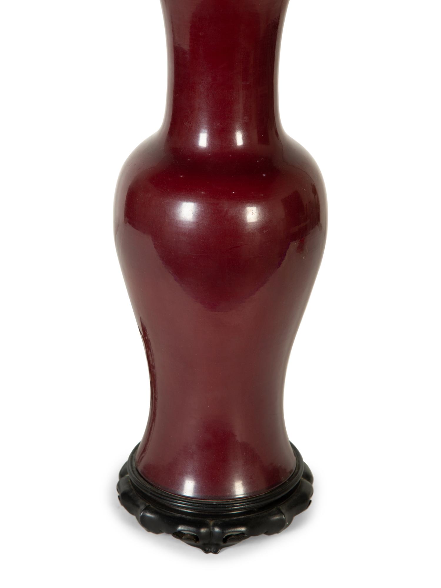 An Iron Red Glazed Porcelain Vase Mounted as a Lamp