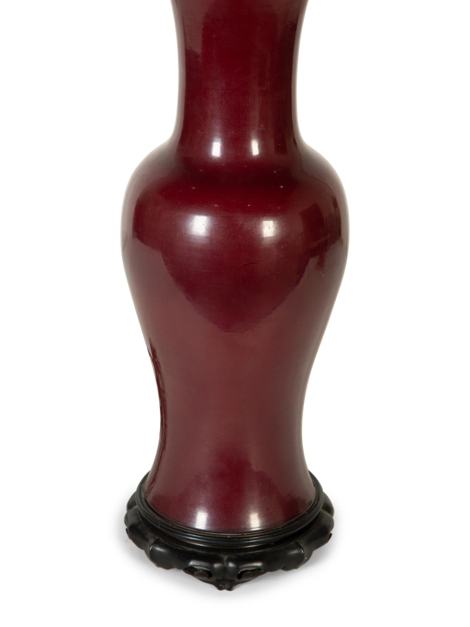 An Iron Red Glazed Porcelain Vase Mounted as a Lamp